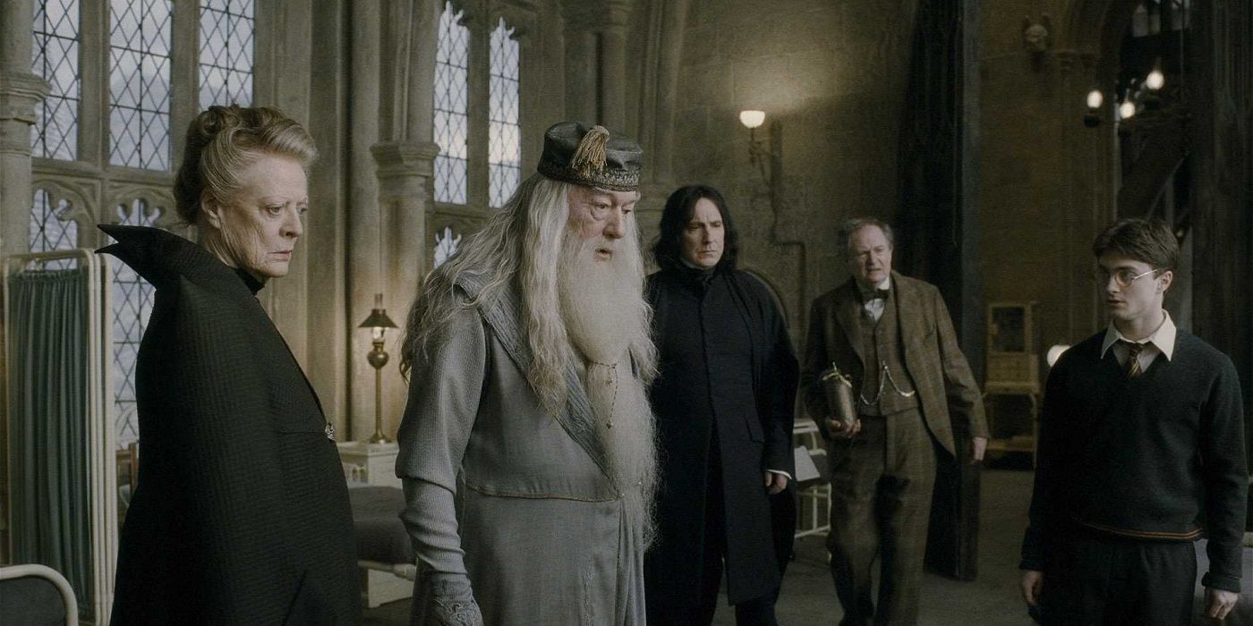 Harry Potter and his professors in the Half-Blood Prince.