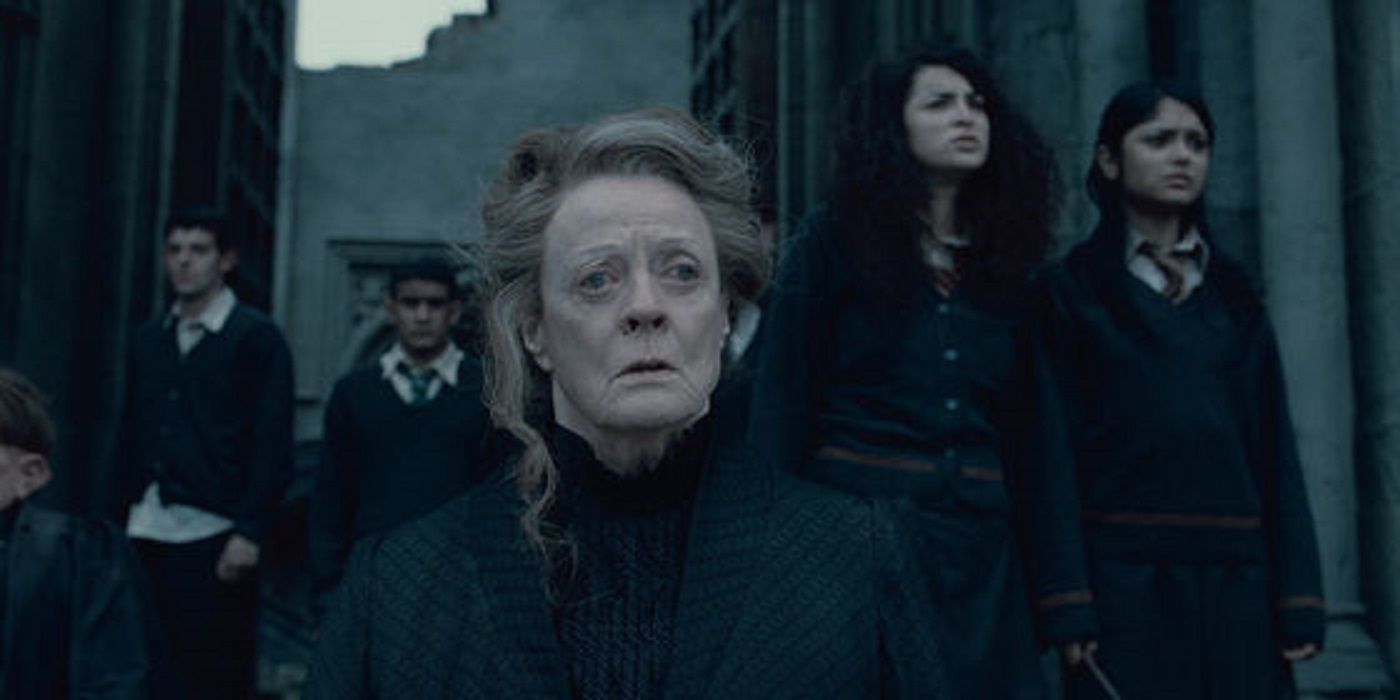 McGonagall looking shocked in Harry Potter and the Deathly Hallows