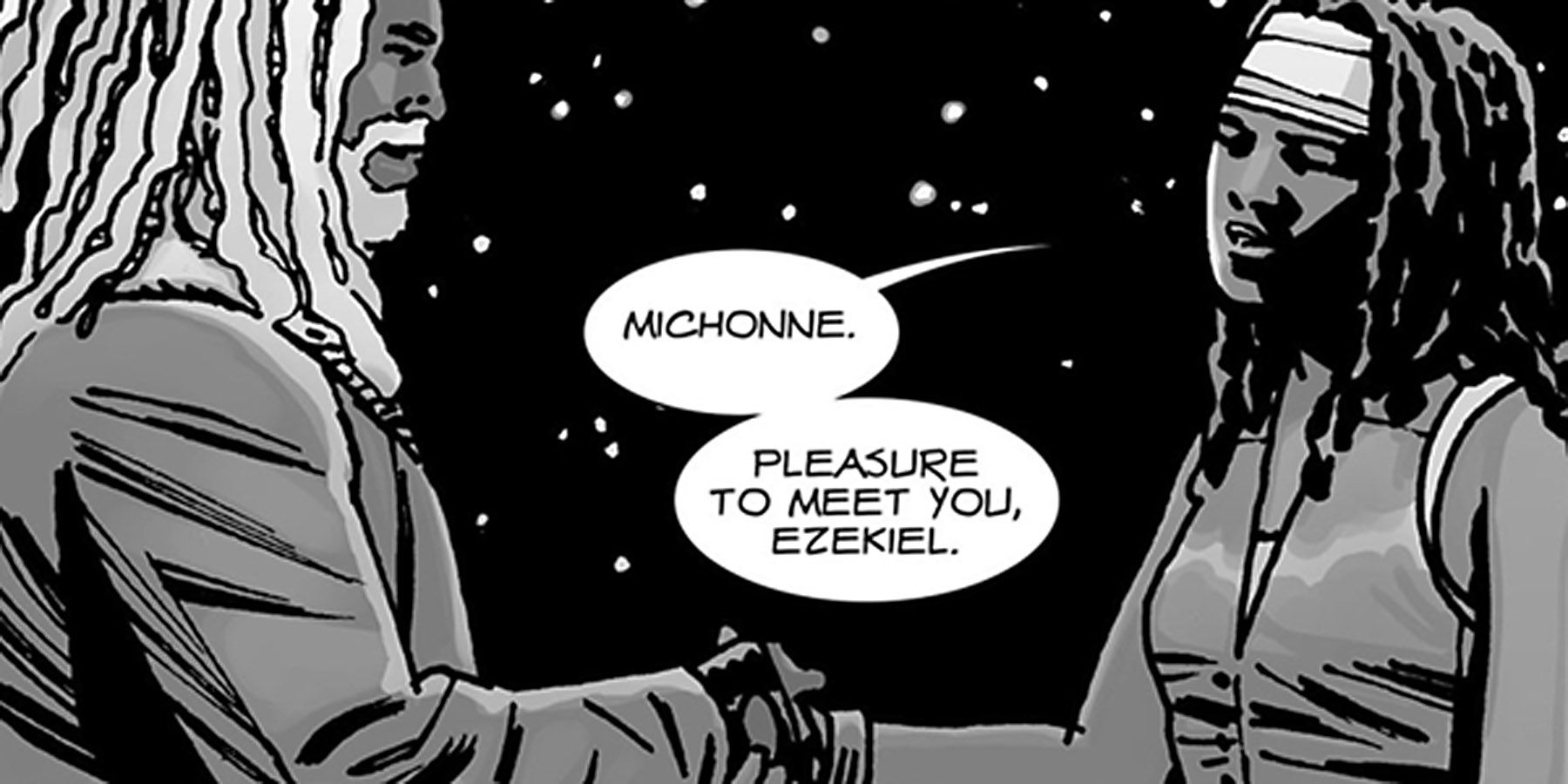 Michonne meets Ezekiel in The Walking Dead comic