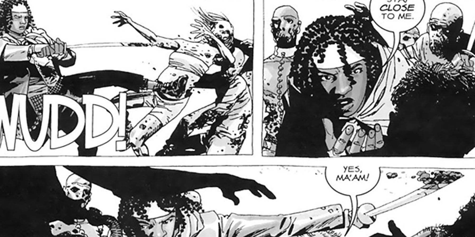 Michonne saves Otis in The Walking Dead