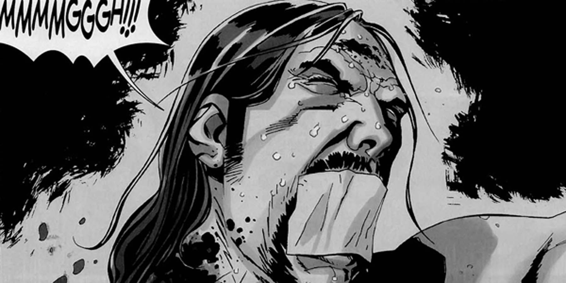 Michonne torturing the Governor in The Walking Dead comic