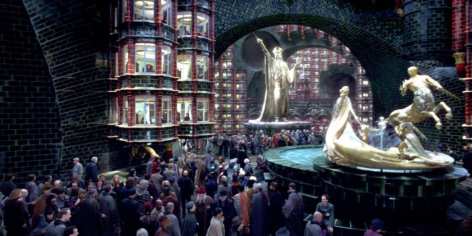 The inside of the Ministry of Magic in Harry Potter. 