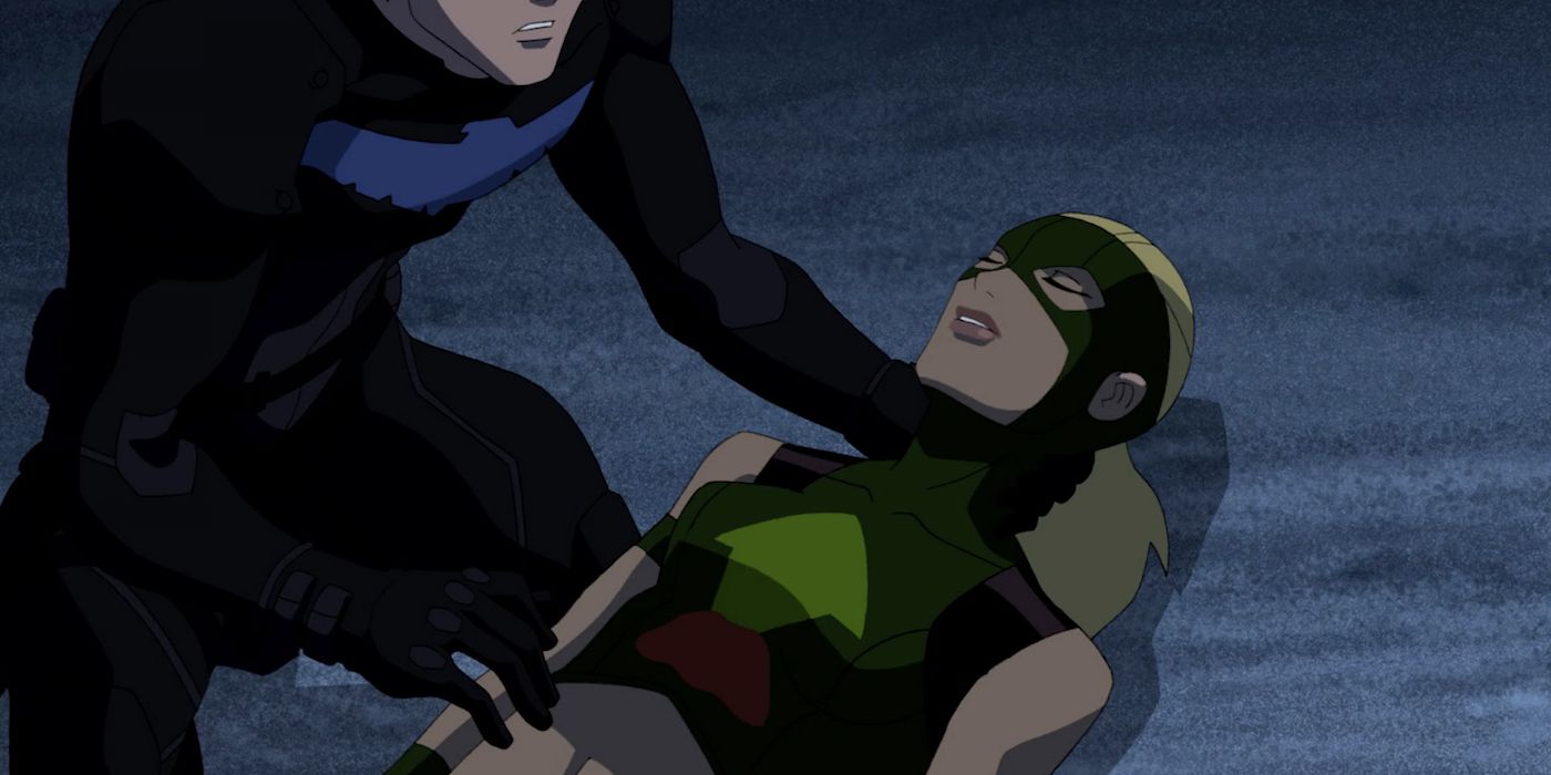 Nightwing Holds Artemis After Death in Young Justice Episodes Depths