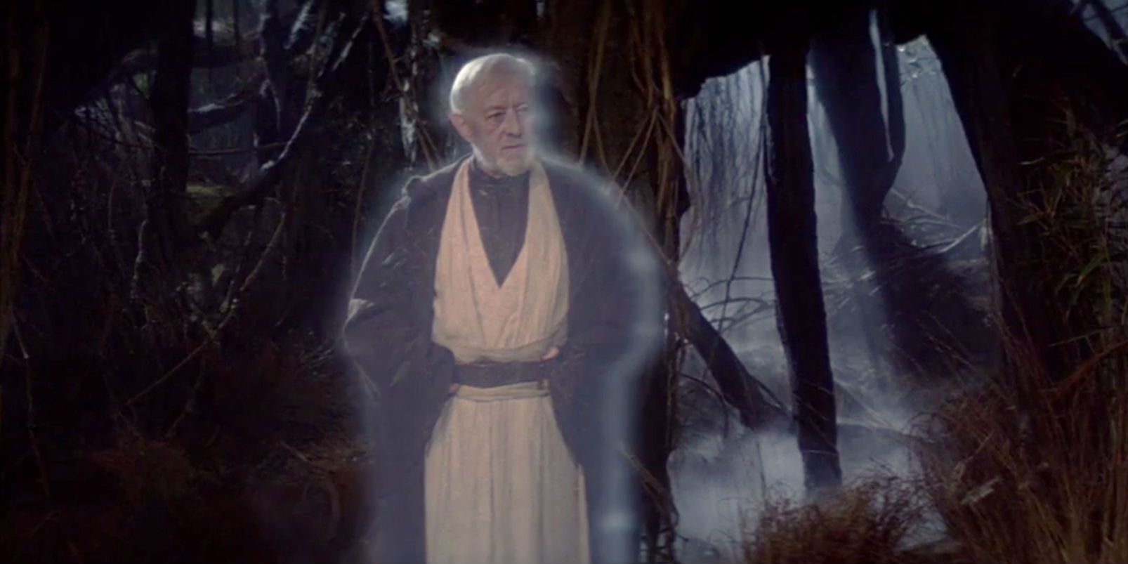 Obi Wan Kenobi appears to Luke in Dagobah