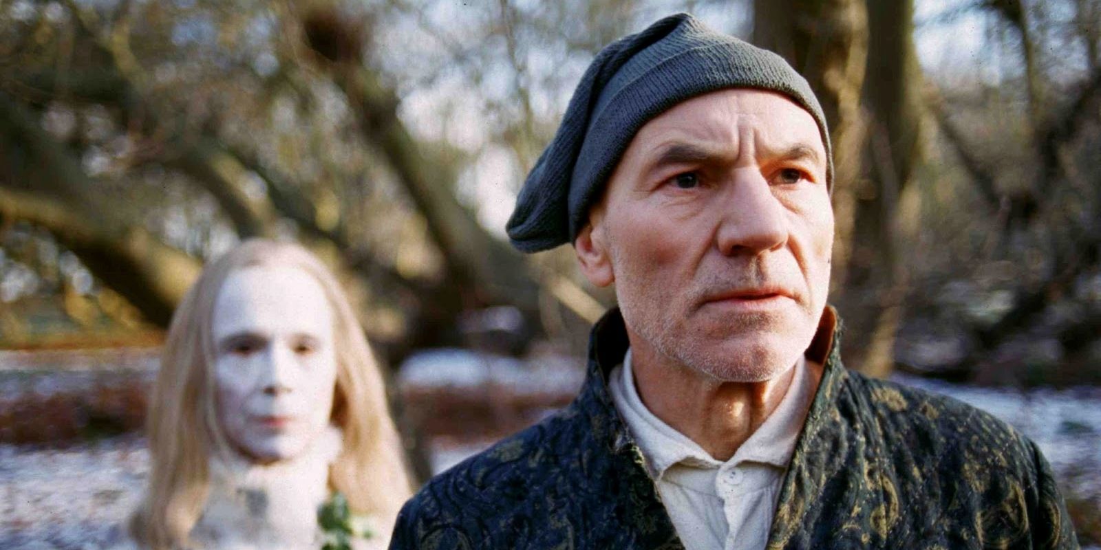 Patrick Stewart as Ebenezer Scrooge.