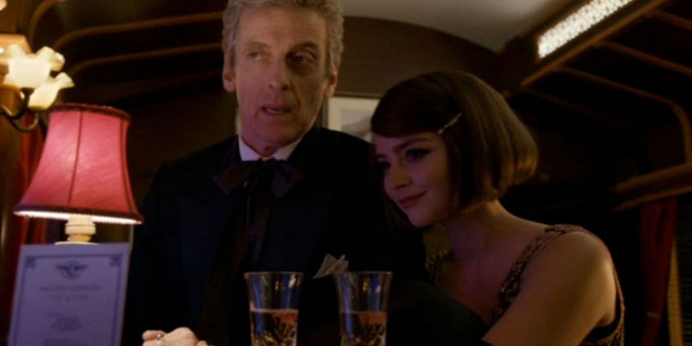 Peter Capaldi and Jenna Coleman as Doctor Who and Clara in Orient Express
