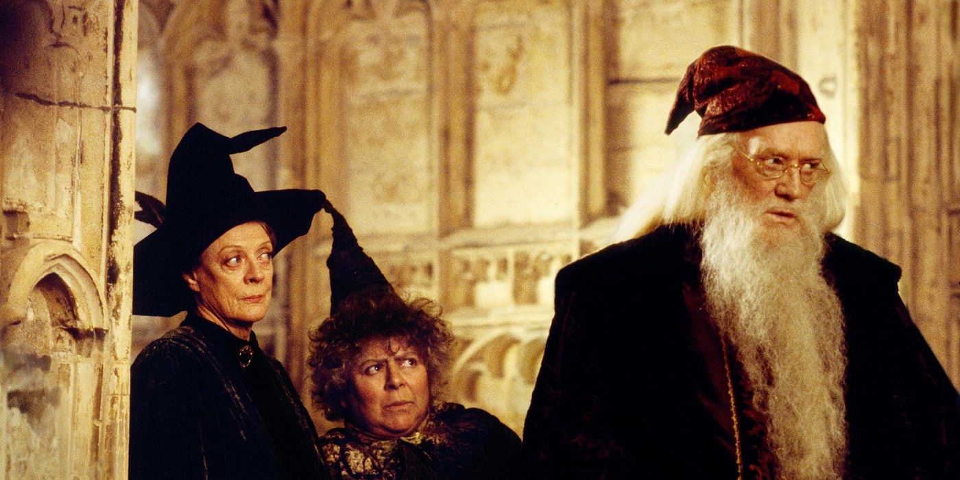 Professors Sprout Dumbledore and McGonagall in Harry Potter