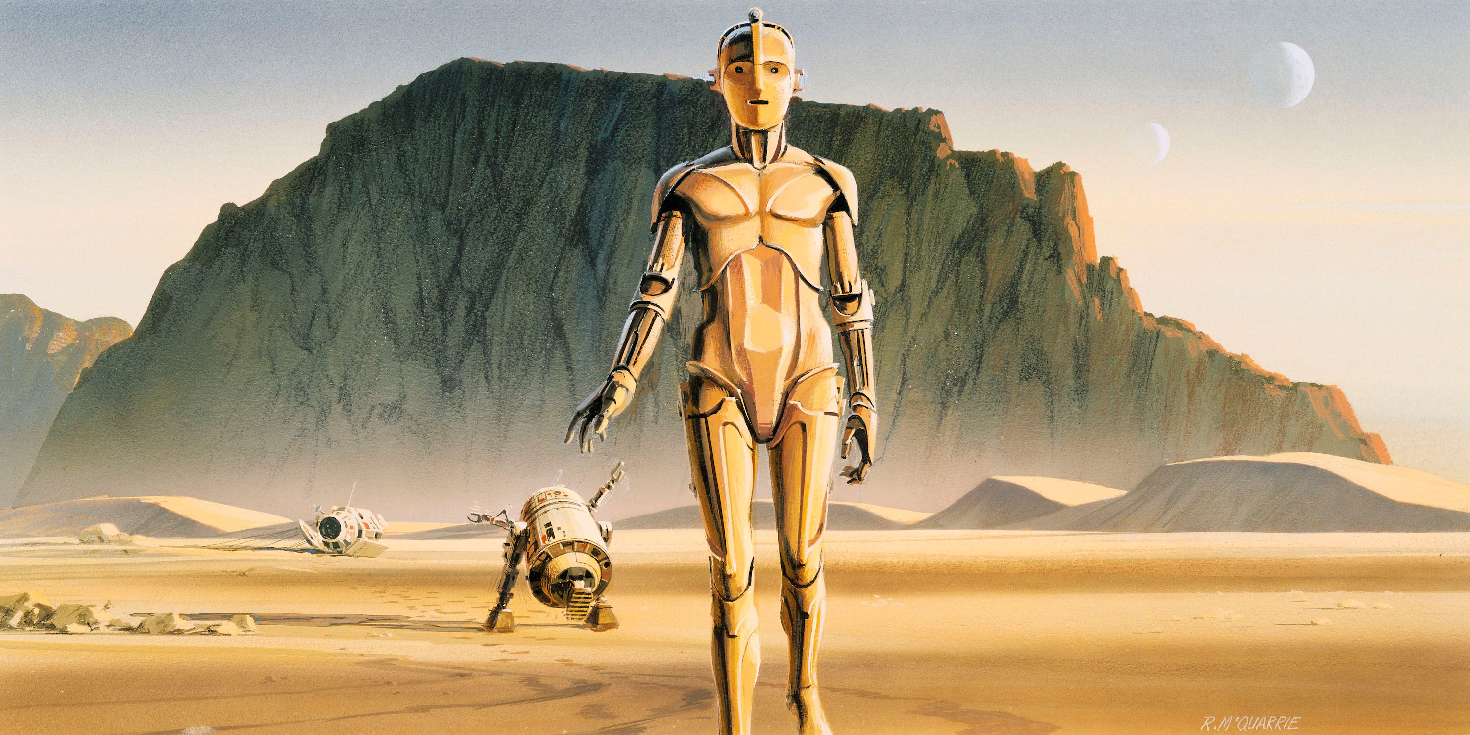Ralph McQuarrie early concept art of C-3PO and R2-D2