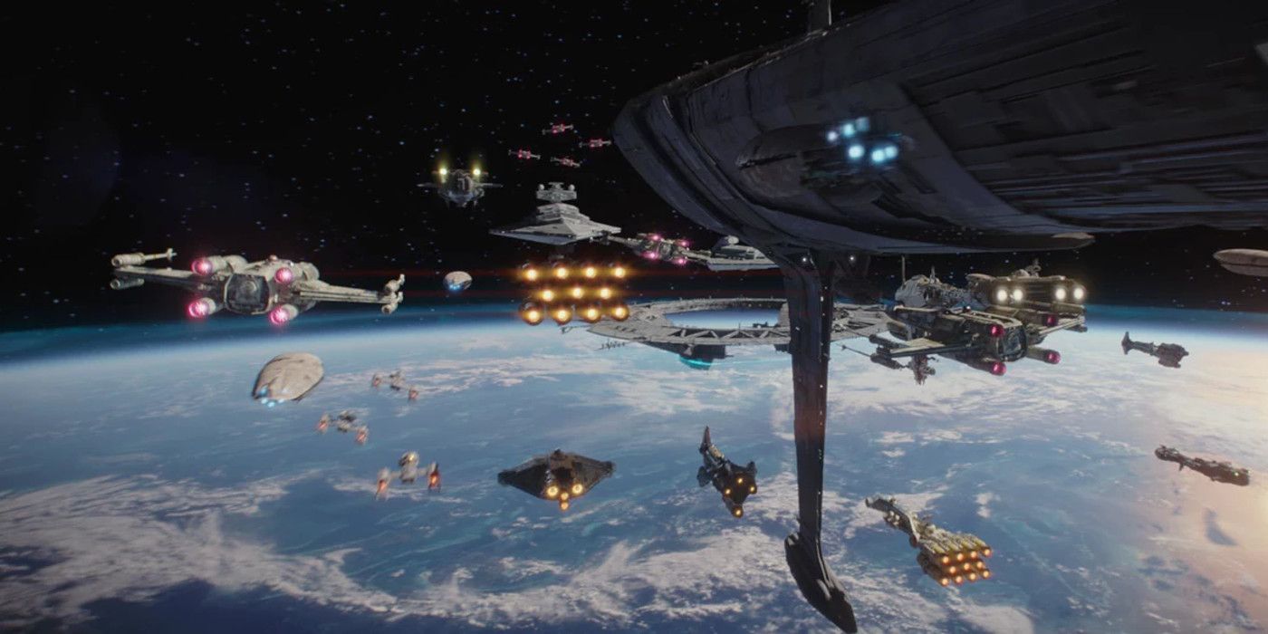 Armada Pemberontak tiba di Scarif di Star Wars: Rogue One.