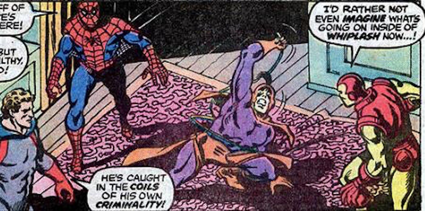 Spider-Man and Iron Man Fight Whiplash in Marvel Team-Up #72