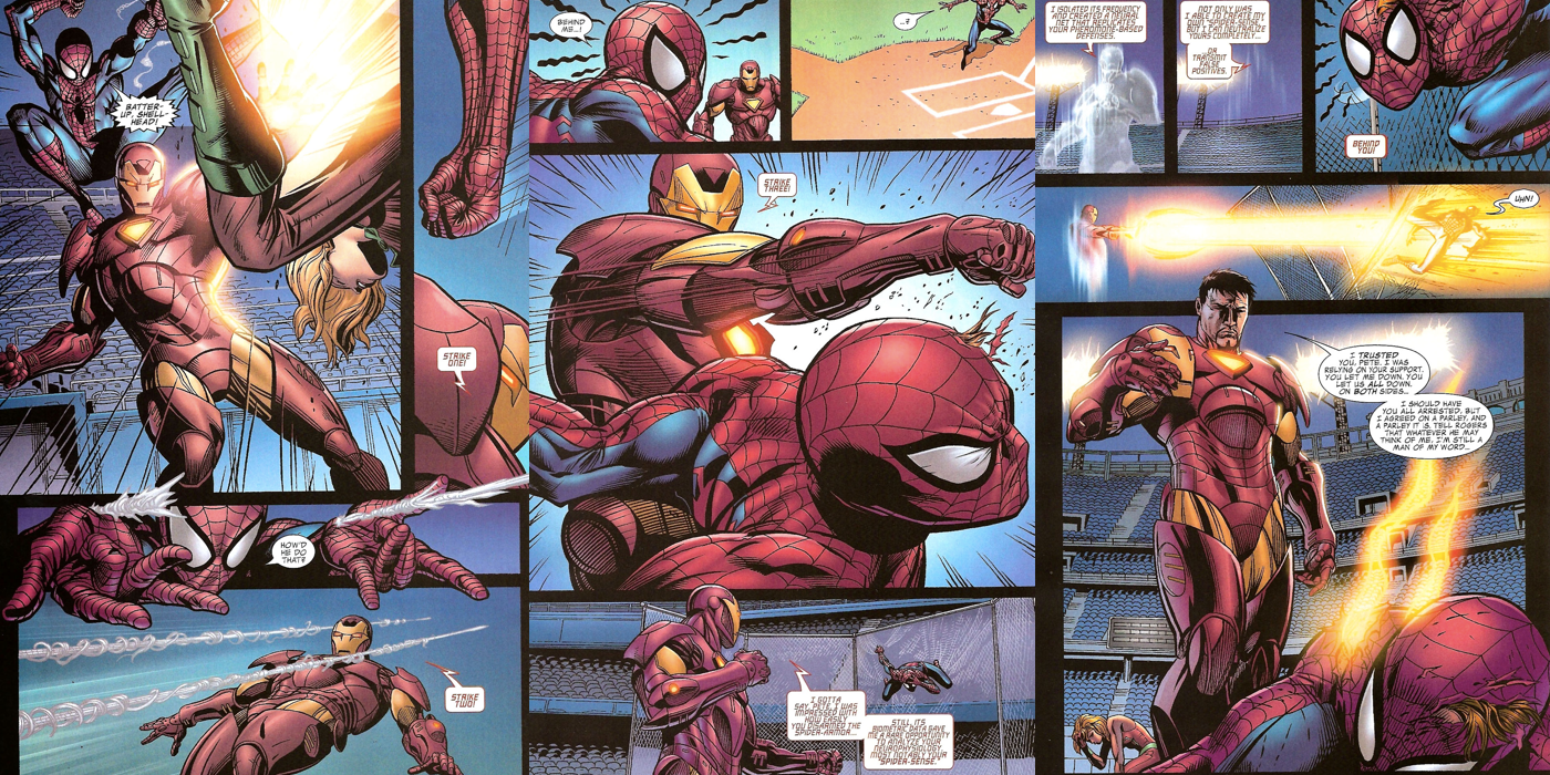 Spider-Man and Iron Man Fight in Civil War