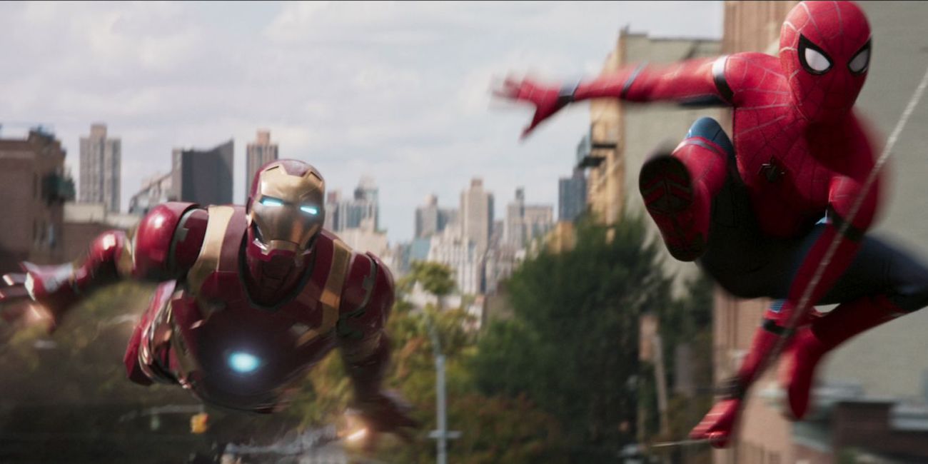 Spider-Man and Iron Man in the Homecoming trailer