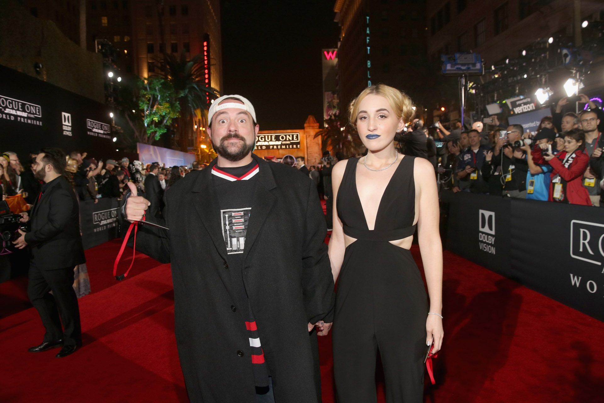Harley Quinn Smith and Kevin Smith at Star Wars Rogue One Premiere