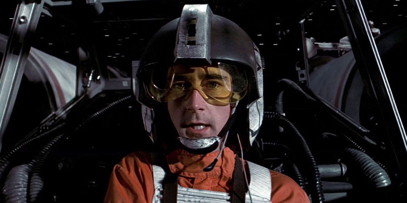 Star Wars Wedge Antilles in an X-wing cockpit.
