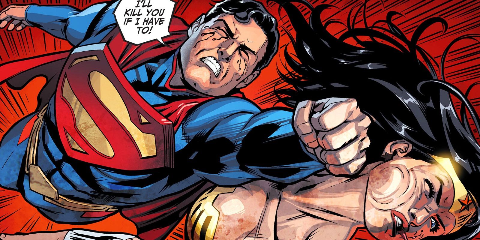 Superman attacks Wonder Woman during the Injustice storyline