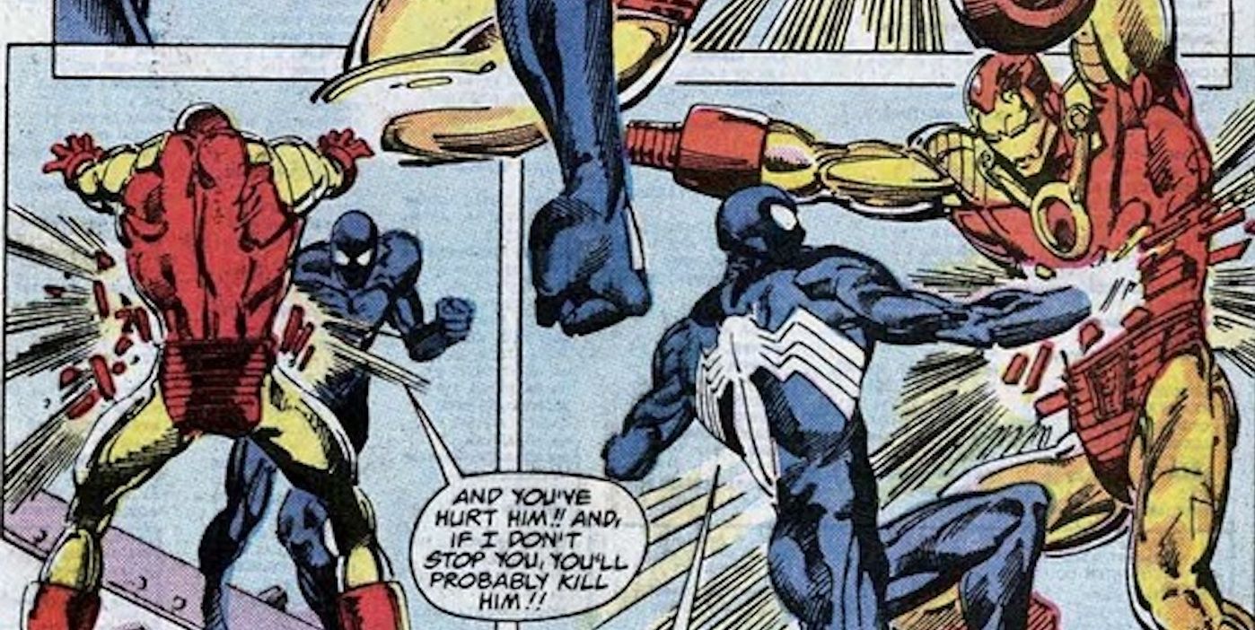 Symbiote Spider-Man Fights Iron Man 2020 in Amazing Spider-Man Annual #20