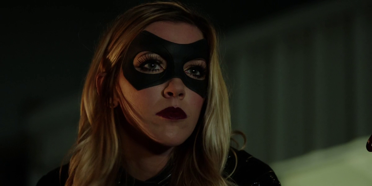 Laurel Lance in her Black Canary costume. 