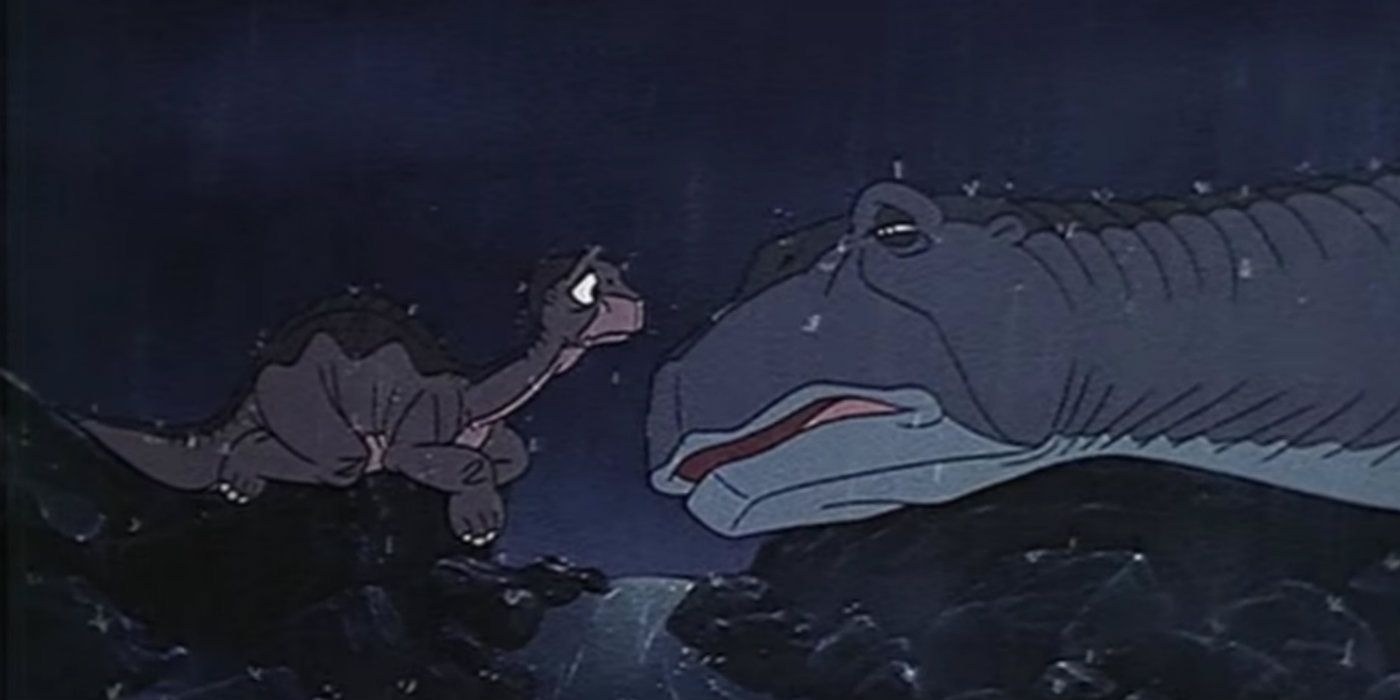 Littlefoot crying as his mother dies in The Land Before Time