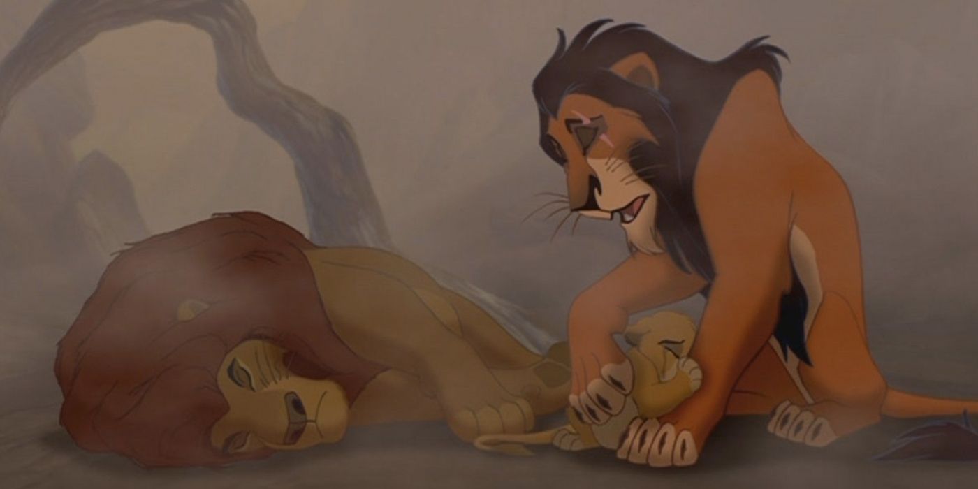 Scar and Simba at Mufasa's death