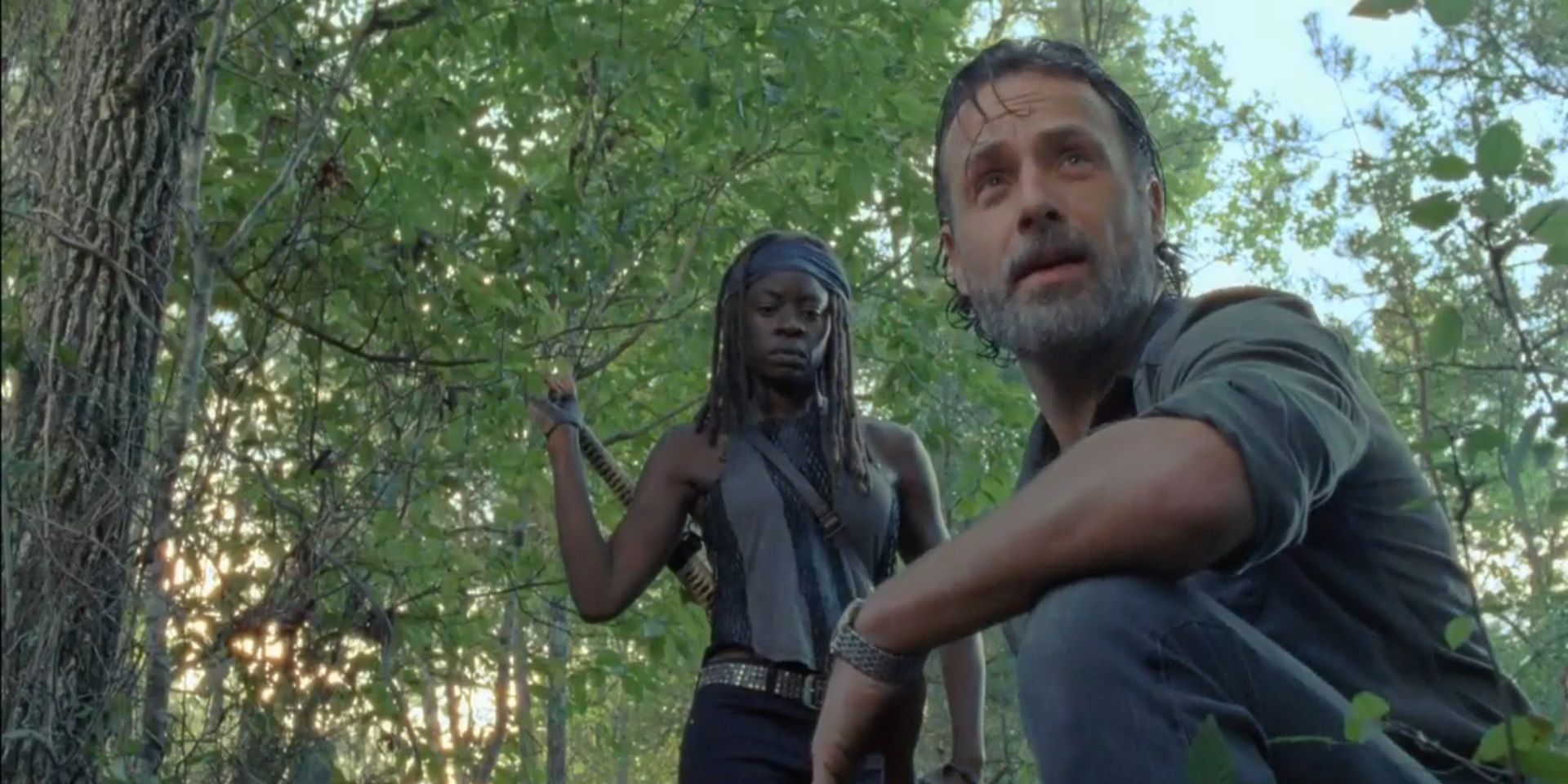 The Walking Dead Rick And Michonne Surveying The Scene