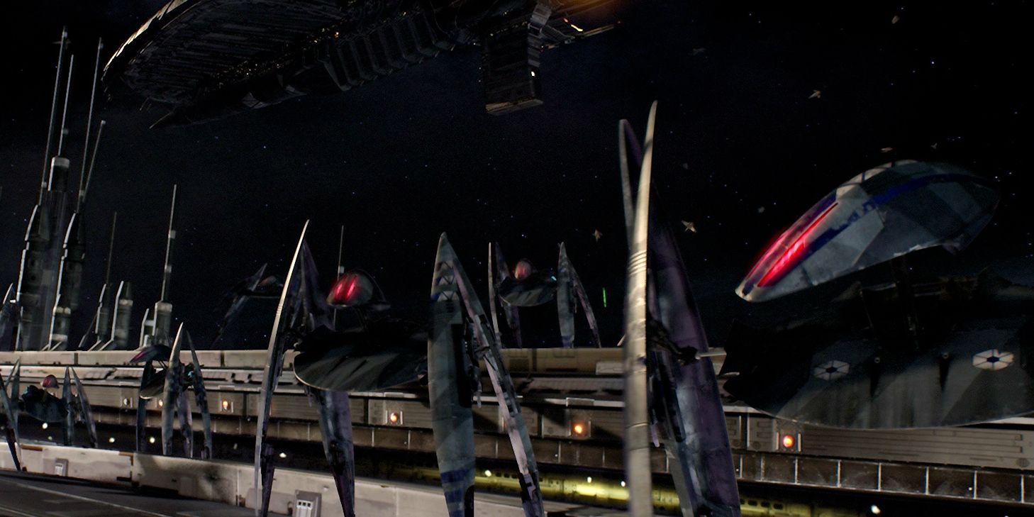 Vulture Droids as they appear in Star Wars Revenge of the Sith