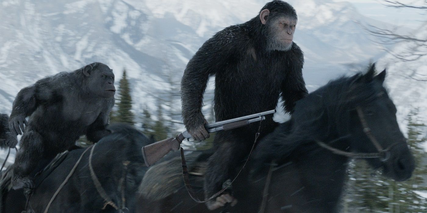 War for the Planet of the Apes - Caesar and Rocket on horses