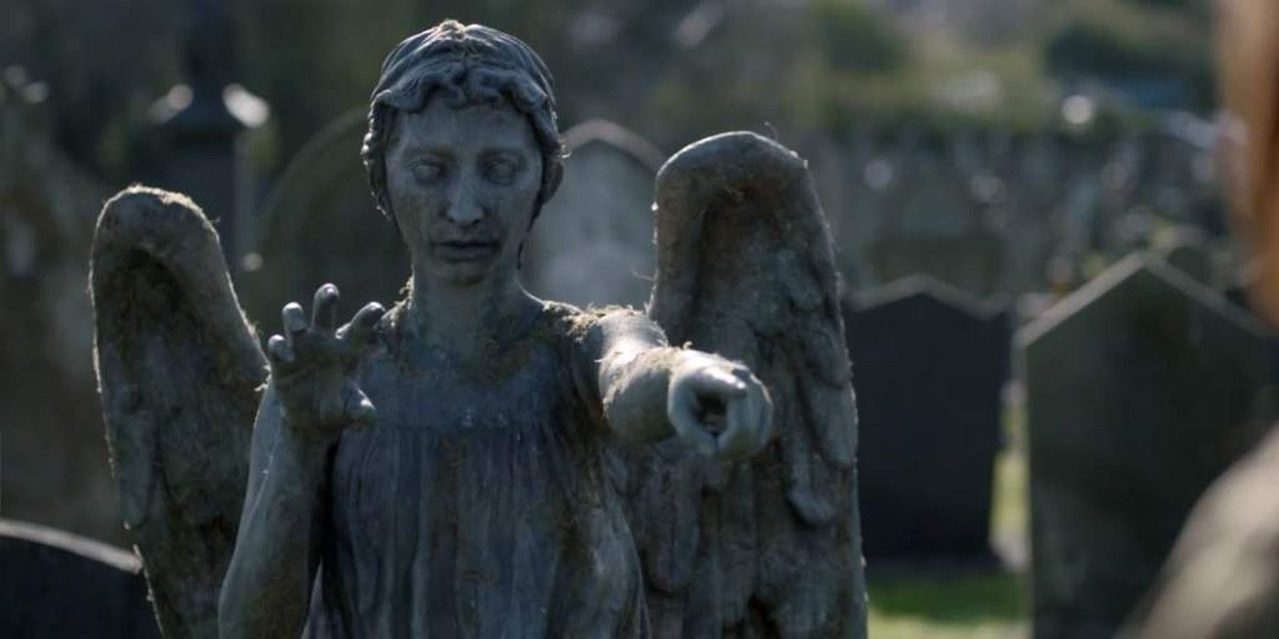 The Weeping Angel in a graveyard in Doctor Who
