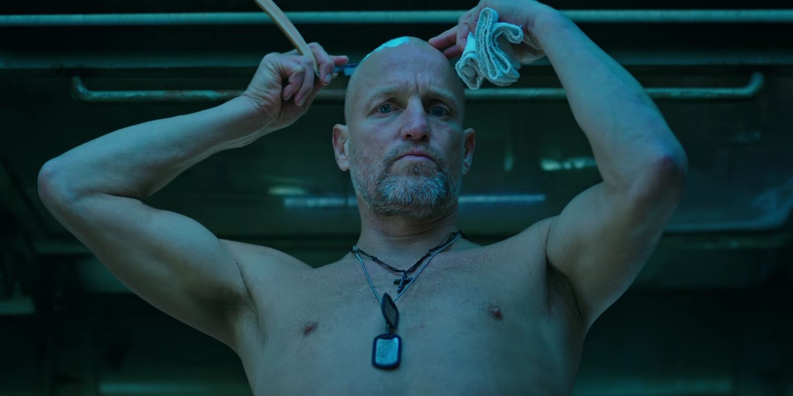 Woody Harrelson shaving his head in the War for the Planet of the Apes trailer