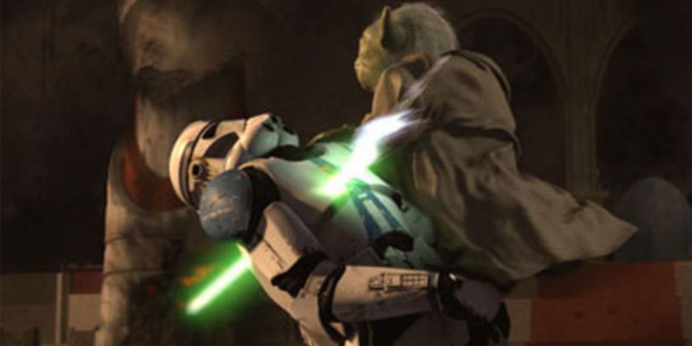 Yoda Lightsaber Impale in Revenge of the Sith