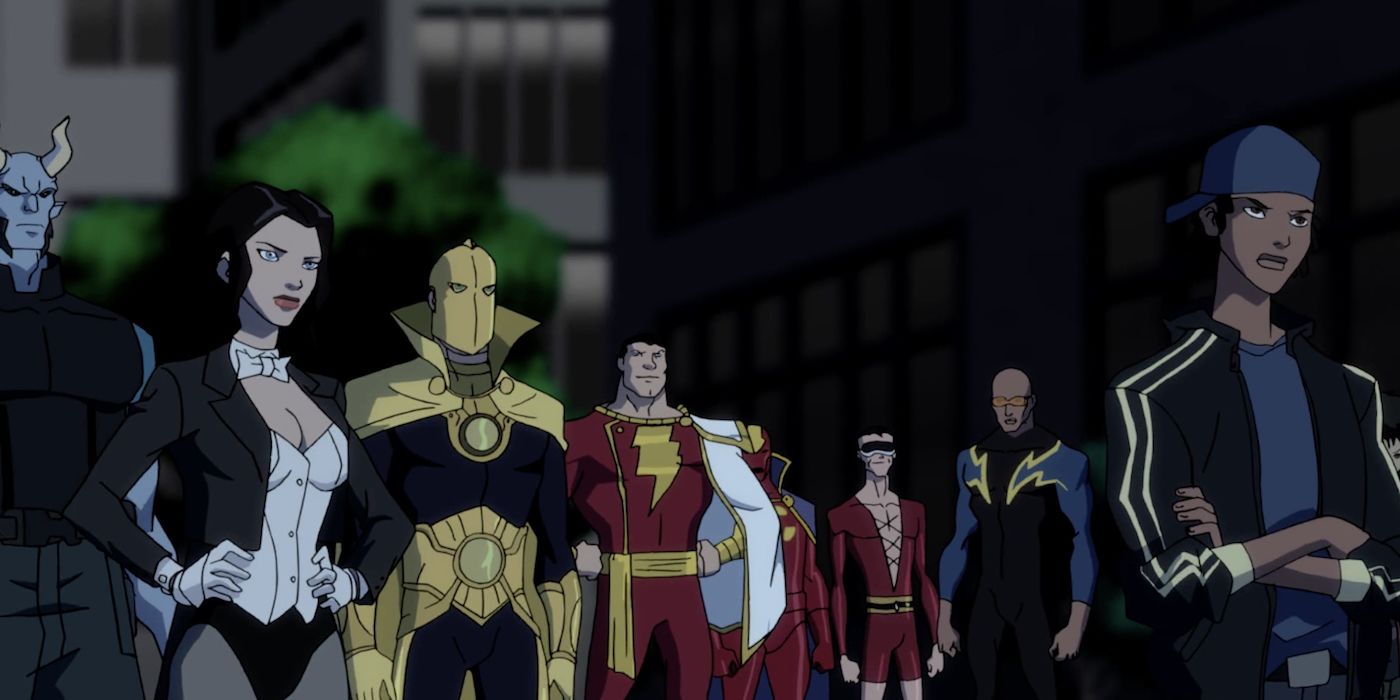 Young Justice Finale featuring Blue Devil Zatanna Doctor Fate Shazam Plastic Man Static Shock and Black Lightning