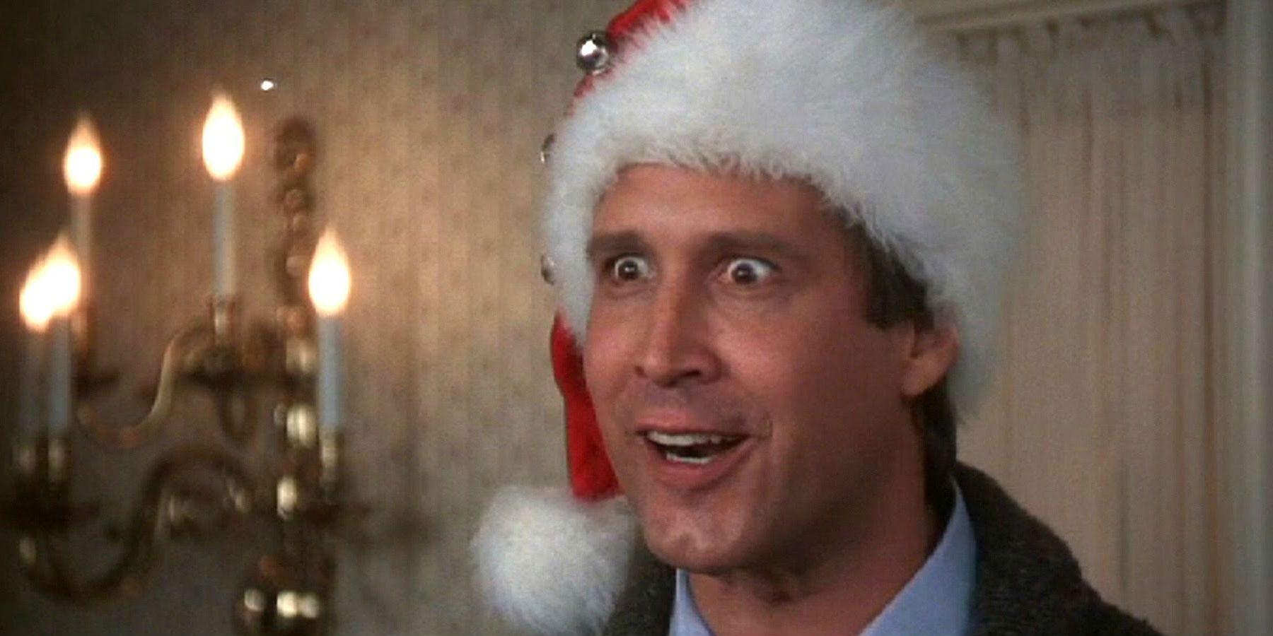 Chevy Chase crazy eyes in Christmas Vacation