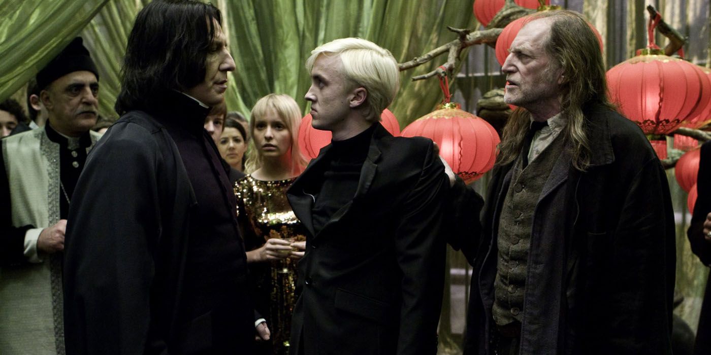 Filch, Snape and Draco at Slughorn's Christmas Party