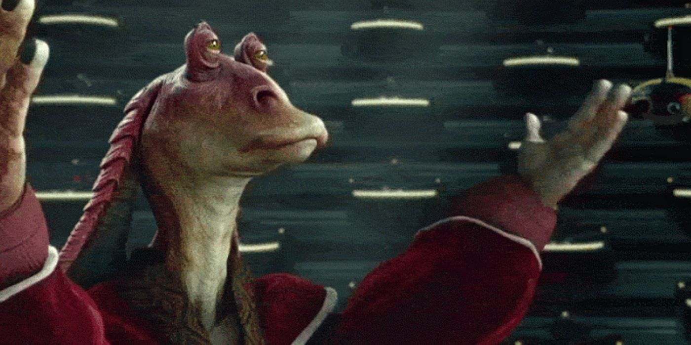 Jar Jar Binks fills in as a Galactic Senate Representative in Star Wars
