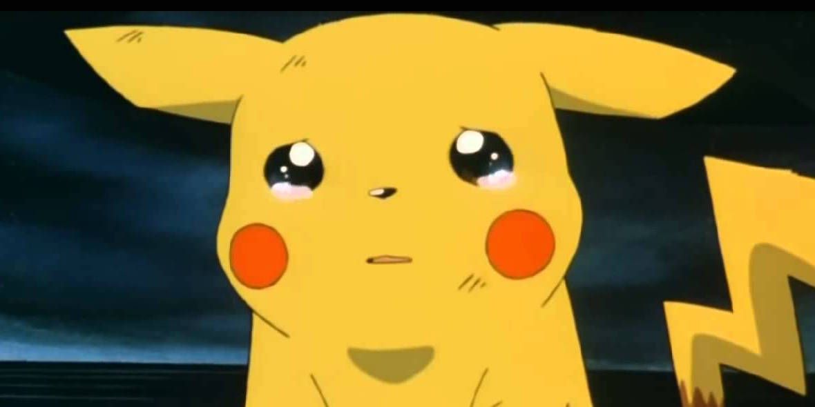 Pikachu from Pokemon sad crying