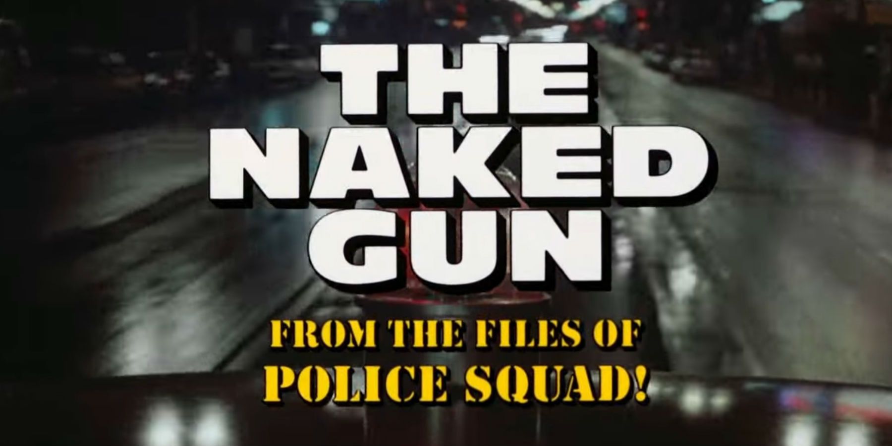 The police car drives through the streets in The Naked Gun opening credits