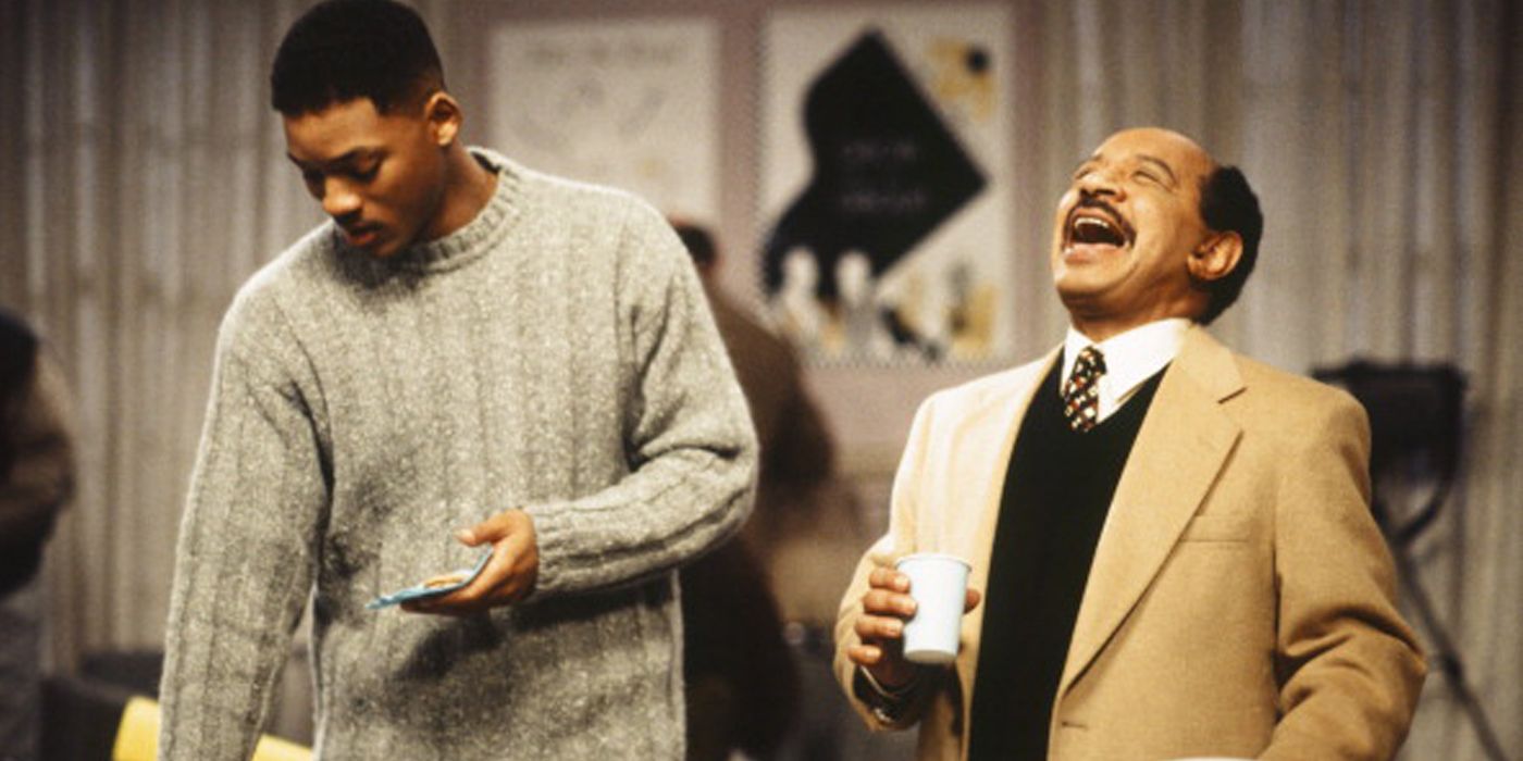 George Jefferson laughing with Will Smith in Fresh Prince of Bel-Air