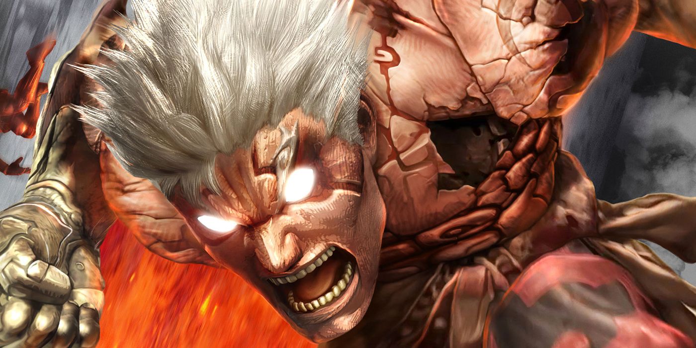 An image of Asura charging with his fist in the video game, Asura's Wrath