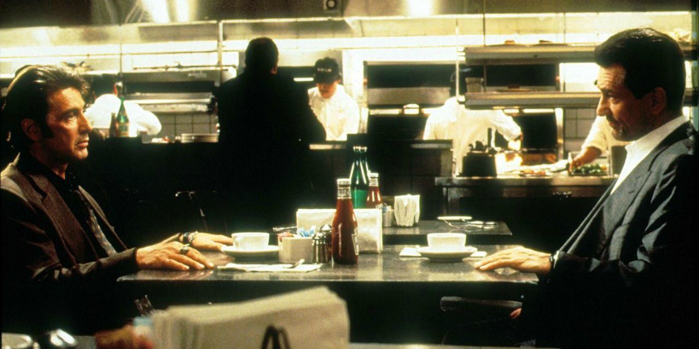 Al Pacino and Robert De Niro sitting at a diner in Heat