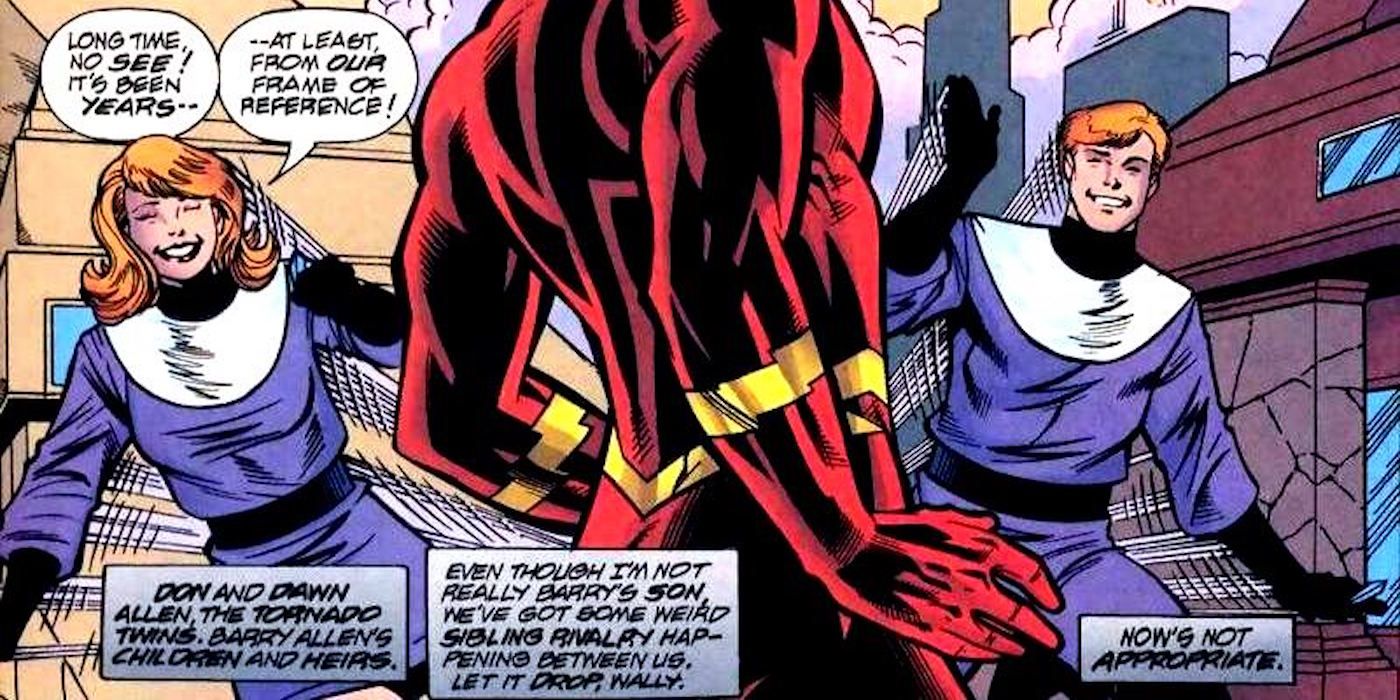 Barry Allen, aka The Flash, and Iris West's Kids, the Tornado Twins