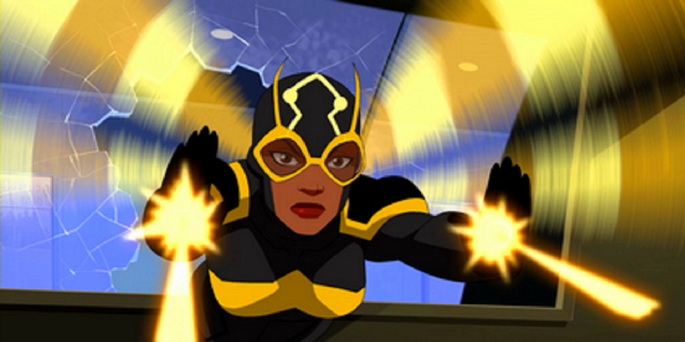 Bumblebee shooting her beams in Young Justice