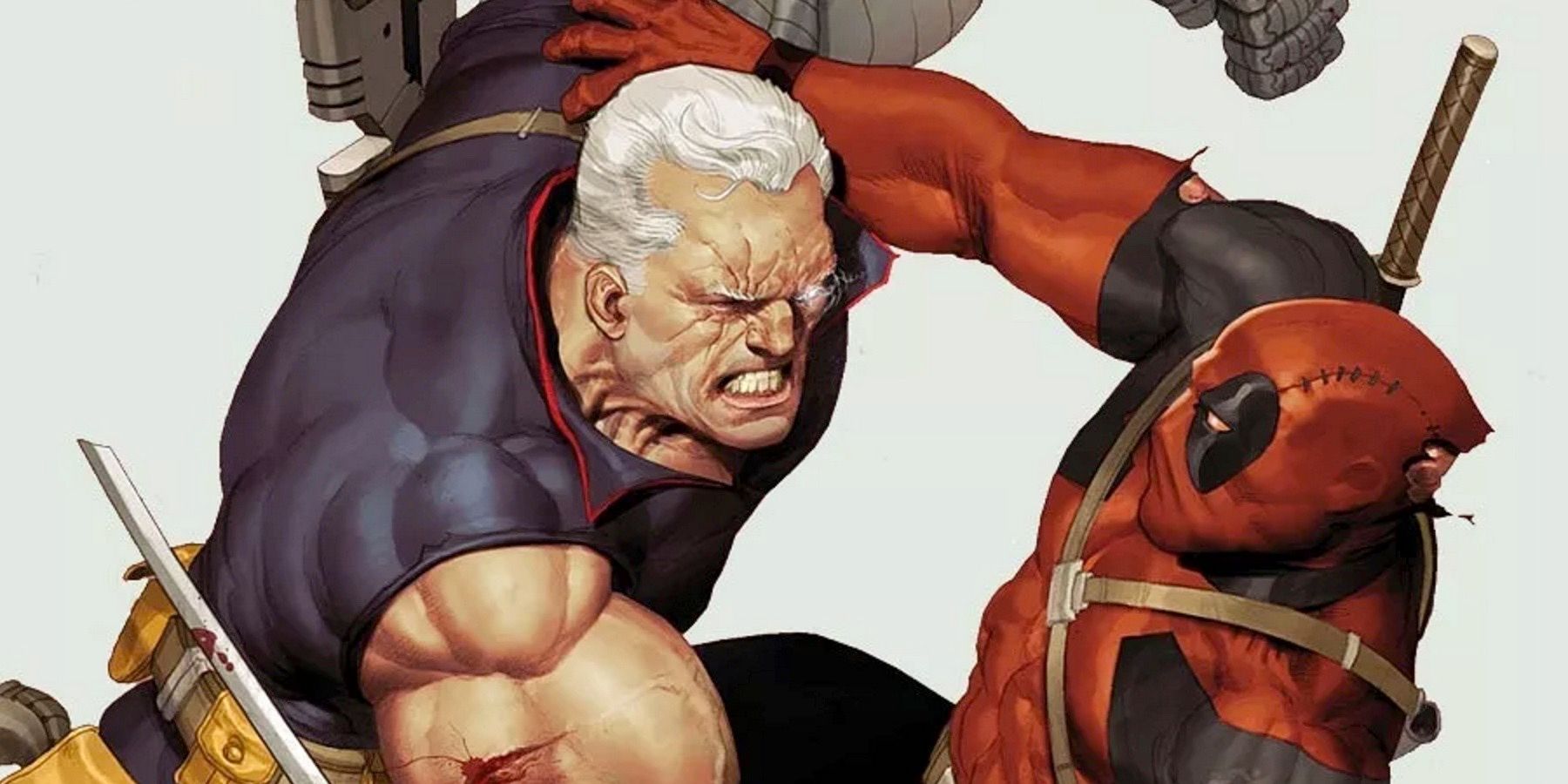 Cable and Deadpool fighting