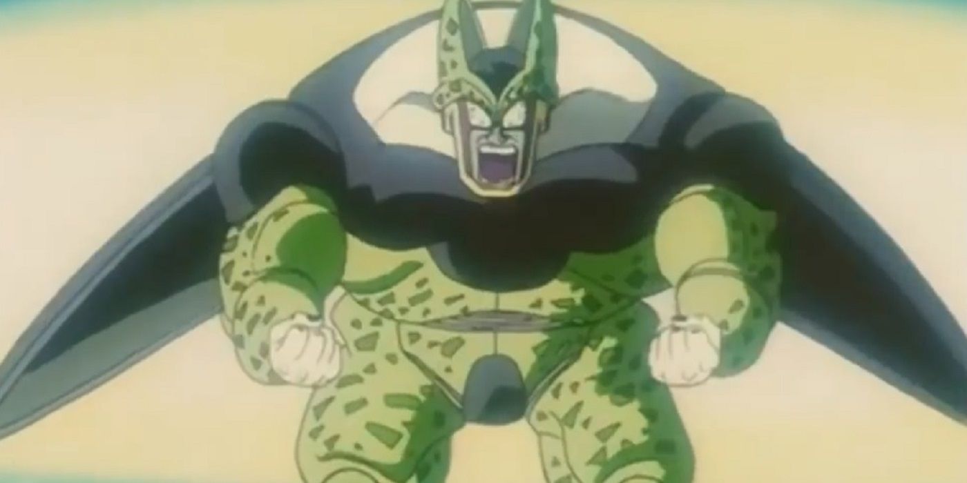 Cell in his power stressed form in Dragon Ball Z