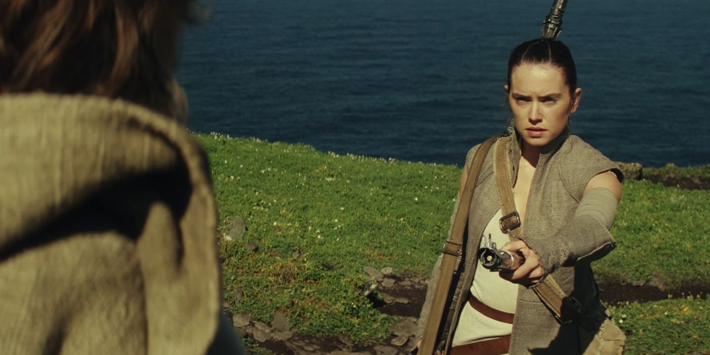 Daisy Ridley as Rey meets Luke Skywalker in Star Wars The Last Jedi Episode VIII