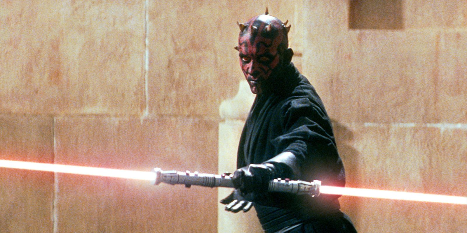 Darth Maul appears and prepares to do batle with Obi-Wan and Qui-Gon in The Phantom Menace