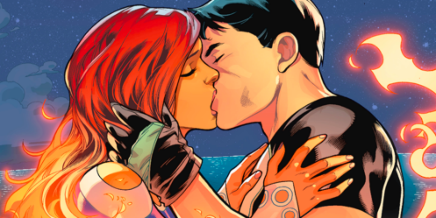 Dick Grayson kissing Starfire