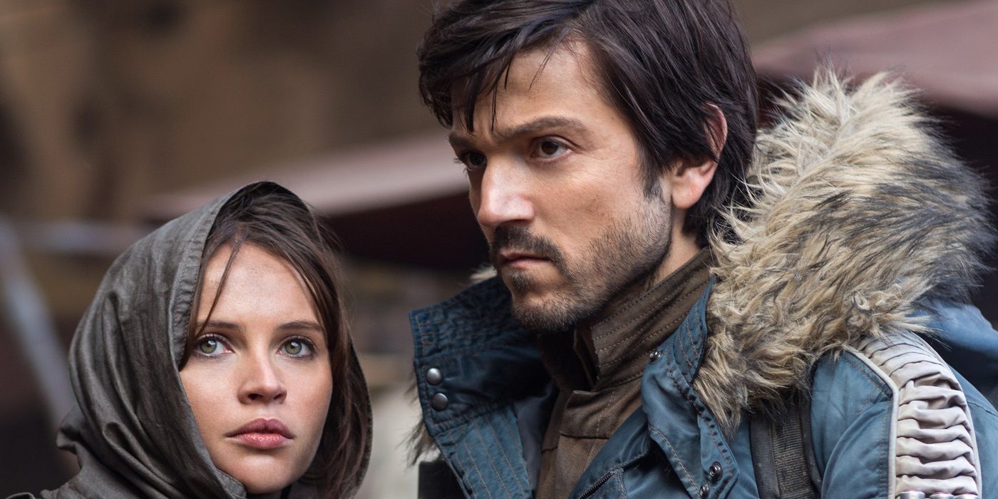 Diego Luna and Felicity Jones as Cassian and Jyn in Star Wars Rogue One