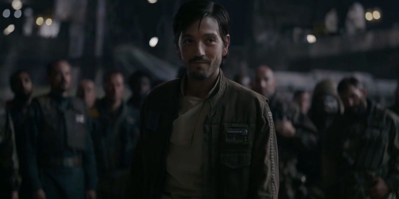Cassian Andor rallies the rebel troopers around Jyn and her mission in Rogue One A Star Wars Story