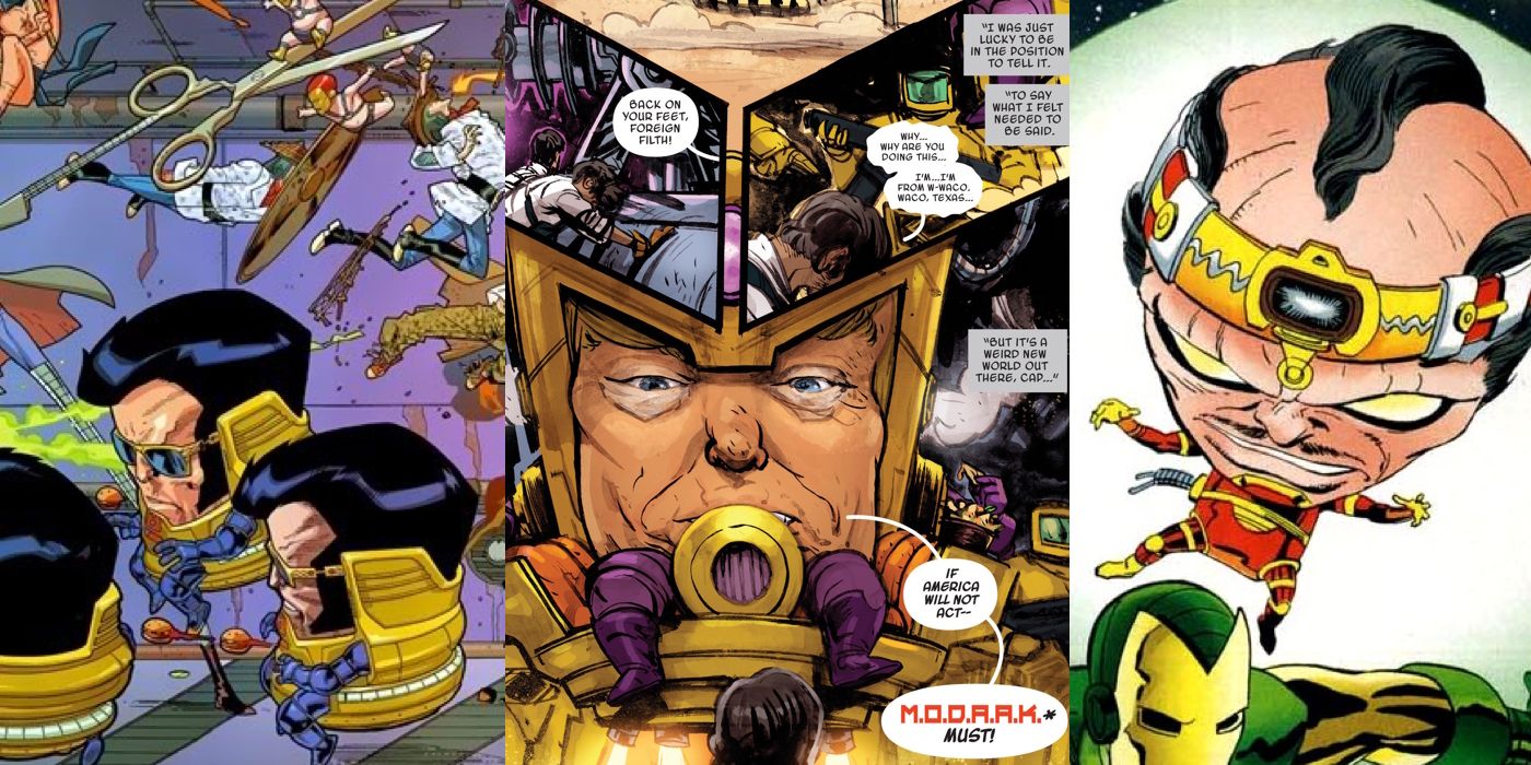Elvis MODOK, Hector Hammond Version from Amalgam Comics, and Donald Trump as MODAAK