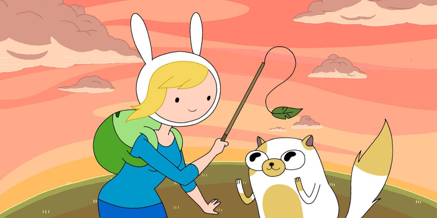 Fionna showing a leaf to Cake in Adventure Time 