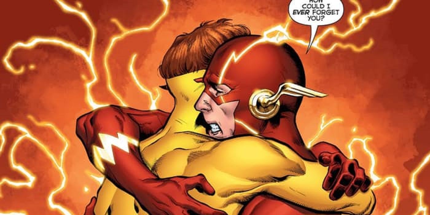 Flash Hugs Kid Flash Bromance